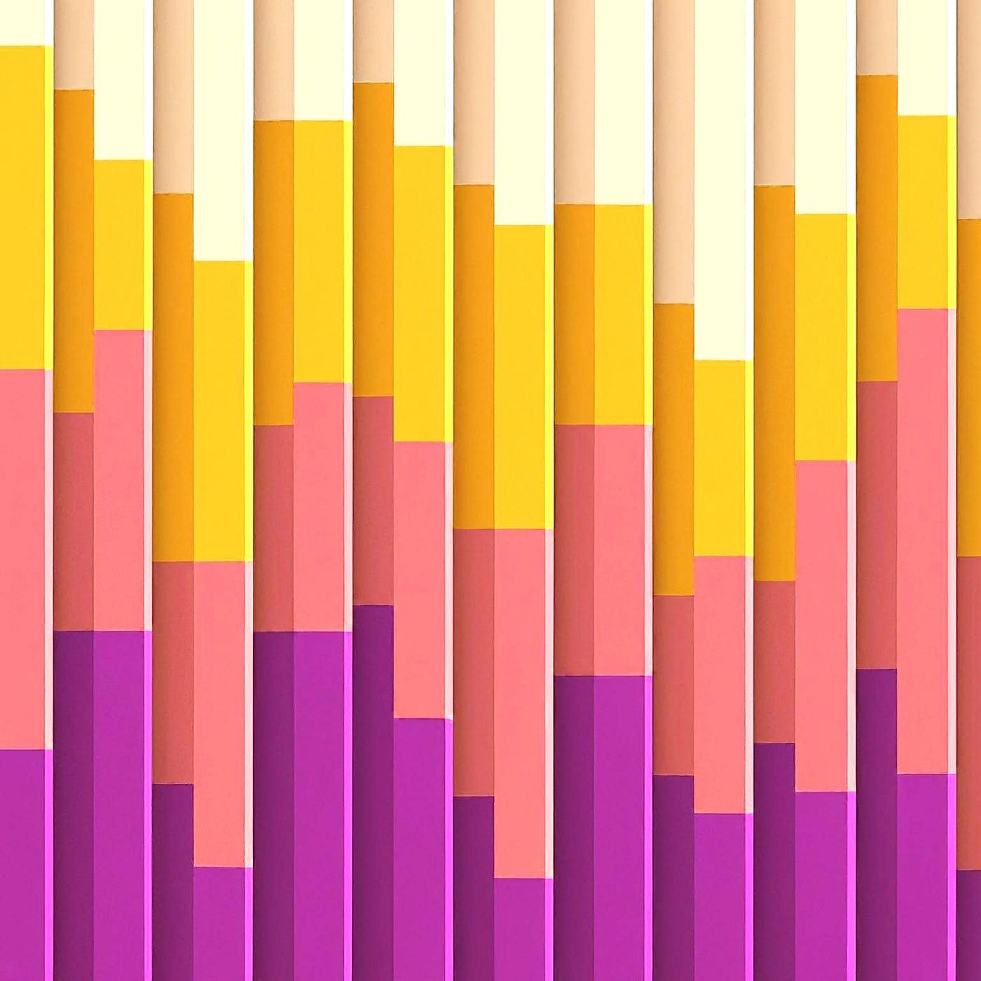 Painted stacked bars in cream, yellow, pink and magenta