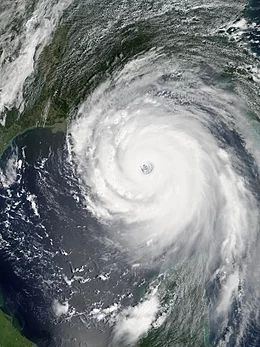 Satellite view of Hurricane Katrina over the Gulf of Mexico